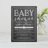 Modern Chalkboard Trendy Typography Baby shower Kaart (Staand voorkant)