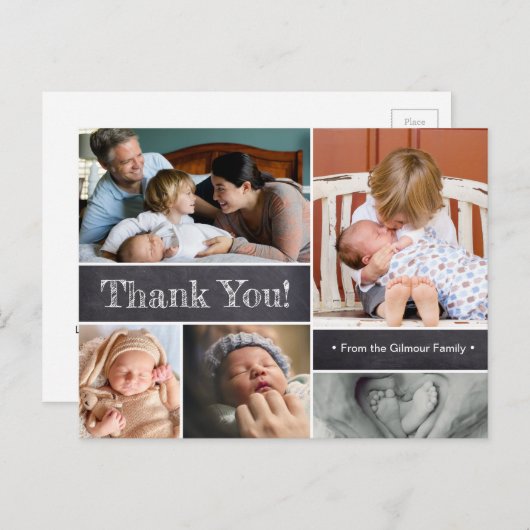 Modern Chalkboard Tweede Baby shower Hartelijk dan Briefkaart (Voorkant / Achterkant)