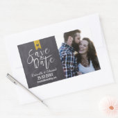 Modern Chalkboard Typografie Foto slaat de datum o Rechthoekige Sticker (Envelop)