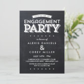 Modern Chalkboard Typografie Verlovingsfeest Kaart (Staand voorkant)