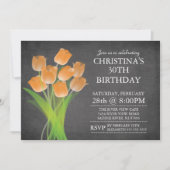Modern Chalkboard Typographic Tulip Birthday Party Kaart (Voorkant)