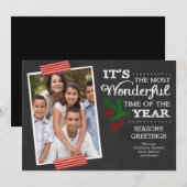 Modern Chalkboard Typography Holiday Photo Card Feestdagenkaart (Voorkant / Achterkant)