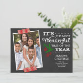 Modern Chalkboard Typography Holiday Photo Card Feestdagenkaart (Staand voorkant)