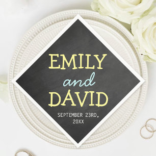 Modern Chalkboard Typography Wedding Napkins Servet