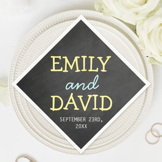 Modern Chalkboard Typography Wedding Napkins Servet