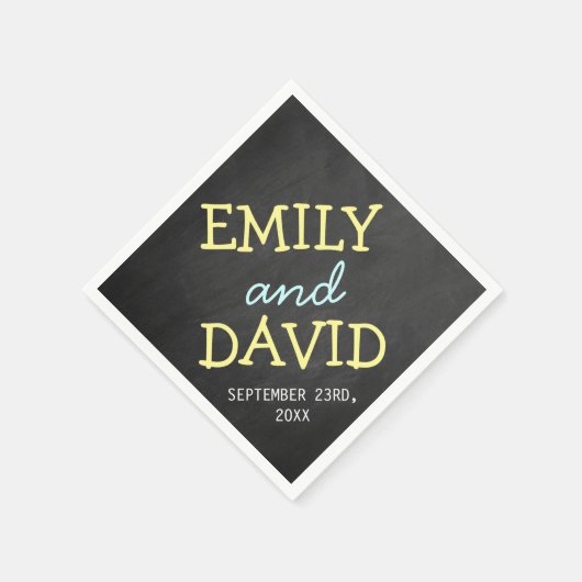 Modern Chalkboard Typography Wedding Napkins Servet (Hoek)