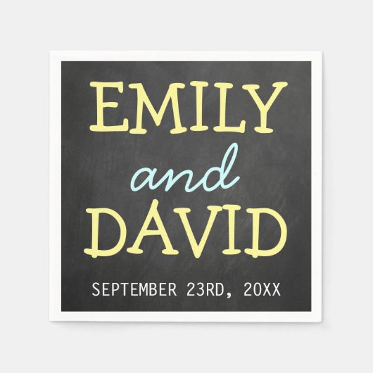 Modern Chalkboard Typography Wedding Napkins Servetten (Voorkant)
