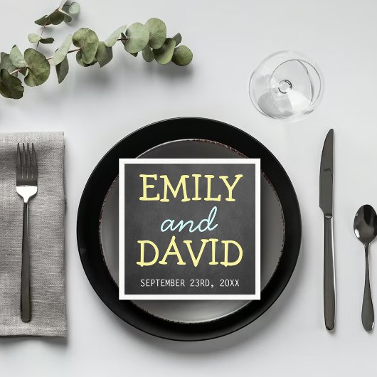 Modern Chalkboard Typography Wedding Napkins Servetten