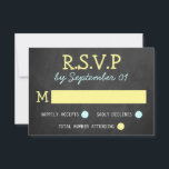 Modern Chalkboard Typography Wedding RSVP Kaarten<br><div class="desc">Moderne Chalkboard Typografie Wedding RSVP Kaarten. Voeg uw douanetekst aan dit ontwerp toe door de "Edit this design sjabloon"vakjes op de rechterkant van het punt te gebruiken, of de blauwe "pas het"knoop aan om de tekst te schikken, de doopvonten en de kleuren te veranderen en extra informatie of afbeeldingen aan...</div>