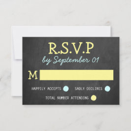 Modern Chalkboard Typography Wedding RSVP Kaarten