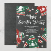 Modern Chalkboard Ugly Sweater Winter Party Kaart (Voorkant / Achterkant)