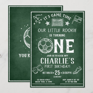 Modern Chalkboard Voetbal All Star 1e Verjaardag Kaart