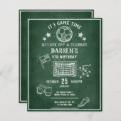 Modern Chalkboard Voetbal Budget Verjaardag Uitnod (Voorkant / Achterkant)
