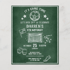 Modern Chalkboard Voetbal Budget Verjaardag Uitnod