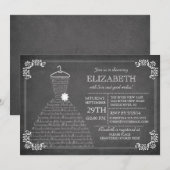 Modern Chalkboard Wedding Dress Vrijgezellenfeest Kaart (Voorkant / Achterkant)