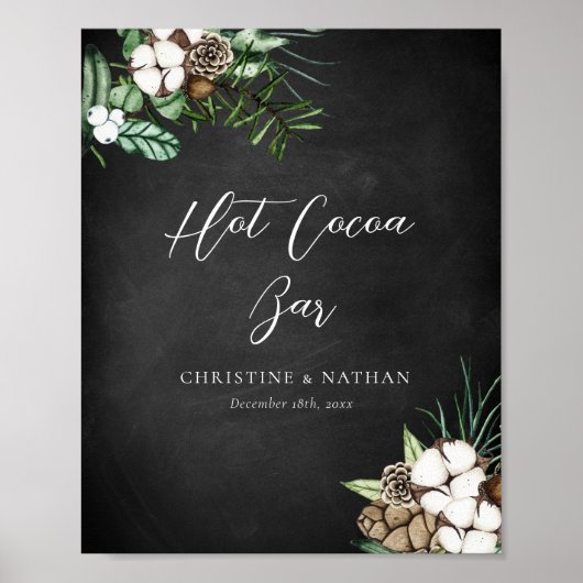 Modern Chalkboard Wedding Hot Cocaca Bar Sign Poster (Voorkant)