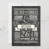 Modern Chalkboard Wedding Kaart (Voorkant)