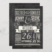 Modern Chalkboard Wedding Kaart (Voorkant / Achterkant)