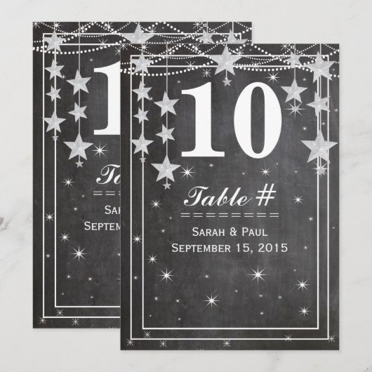 Modern Chalkboard Wedding Table No. Kaart (Voorkant / Achterkant)