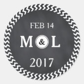 MODERN CHALKBOARD WEDING RONDE STICKER (Voorkant)