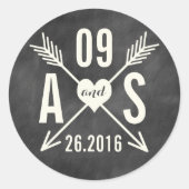 MODERN CHALKBOARD WEDING RONDE STICKER (Voorkant)