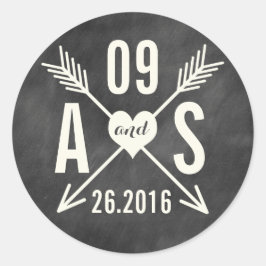 MODERN CHALKBOARD WEDING RONDE STICKER