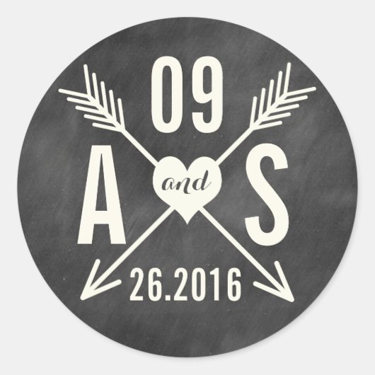 MODERN CHALKBOARD WEDING RONDE STICKER (Voorkant)