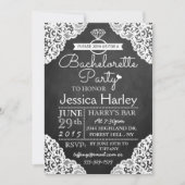 Modern Chalkboard & White Lace Bachelorette Party Kaart (Voorkant)