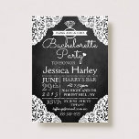 Modern Chalkboard & White Lace Bachelorette Party Kaart<br><div class="desc">Modern Chalkboard & White Lace Bachelorette Party Invitations.</div>