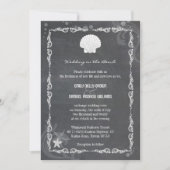 Modern Chalkboard Zee Shell Beach Wedding Kaart (Voorkant)