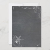 Modern Chalkboard Zee Shell Beach Wedding Kaart (Achterkant)