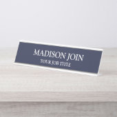 Modern Chambray navy Kantoor Employee Bureau Naambordje (Voorkant)