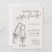 Modern Champagne Bow Happily Ever After Party Kaart (Voorkant)