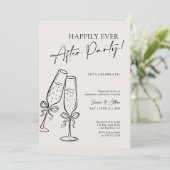 Modern Champagne Bow Happily Ever After Party Kaart (Staand voorkant)