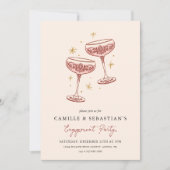 Modern Champagne Coupe Engagement Party Invitation Kaart (Voorkant)