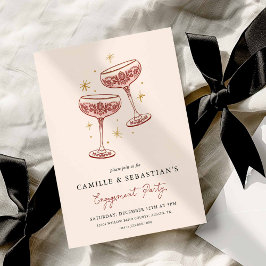 Modern Champagne Coupe Engagement Party Invitation Kaart