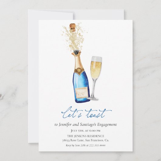 Modern Champagne Engagement Party Invitation Kaart (Voorkant)