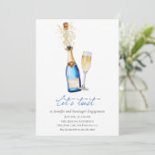 Modern Champagne Engagement Party Invitation Kaart (Staand voorkant)