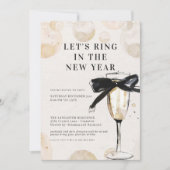 Modern Champagne Glass New Year’s Eve Party Kaart (Voorkant)