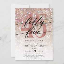 Modern Champagne Glitter 45th Birthday Invitation Kaart