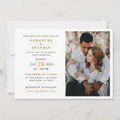 Modern Champagne Gold Photo Wedding Kaart (Voorkant)
