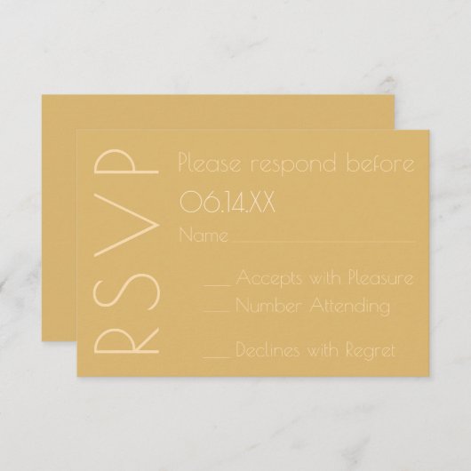 Modern Champagne Monotone Wedding RSVP (Voorkant / Achterkant)