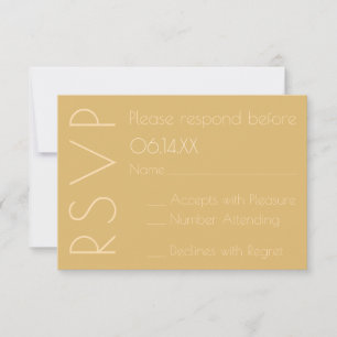 Modern Champagne Monotone Wedding RSVP Kaartje
