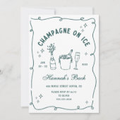 Modern Champagne On Ice Bachelorette Party Kaart (Voorkant)