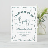 Modern Champagne On Ice Bachelorette Party Kaart (Staand voorkant)