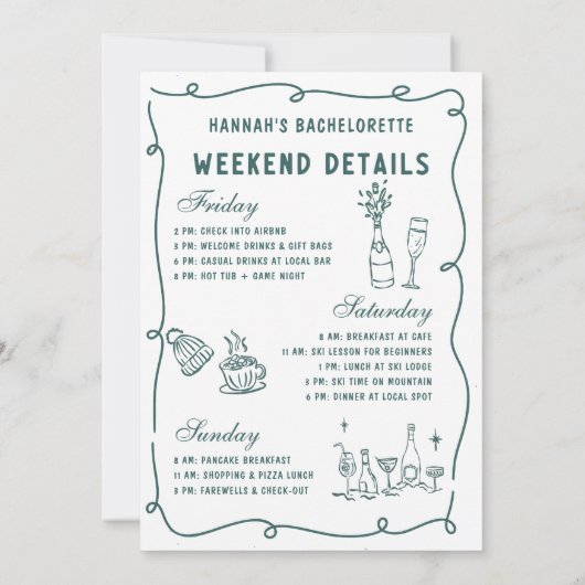 Modern Champagne On Ice Bachelorette Party Kaart (Achterkant)