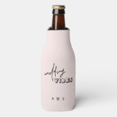Modern Champagne Pink Wedding Vibes Bottle Koelaar Flesjeskoeler (Fles Voorkant)