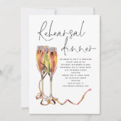 Modern Champagne Script Wedding Rehearsal Dinner Kaart (Voorkant)