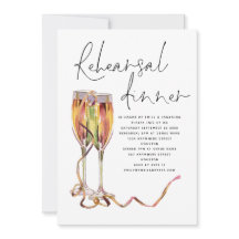 Modern Champagne Script Wedding Rehearsal Dinner