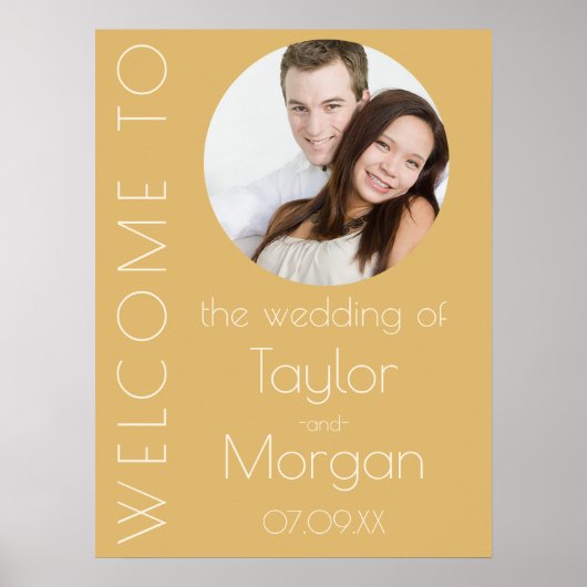 Modern Champagne Tonal Photo Weddenschap Welkom Poster (Voorkant)